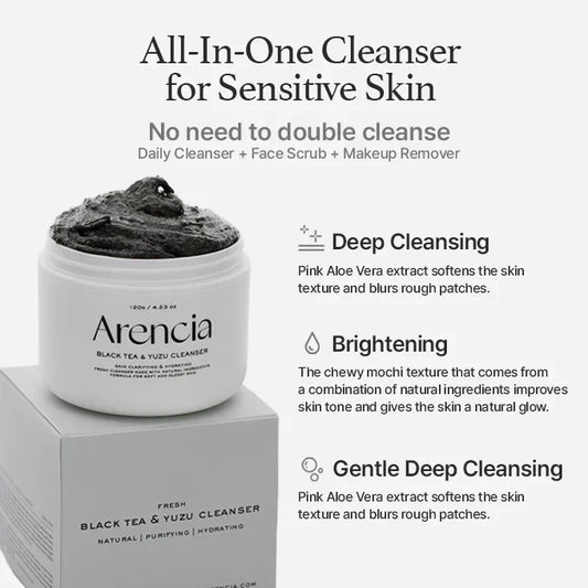 Arencia Black Tea & Yuzu Rice Mochi Cleanser