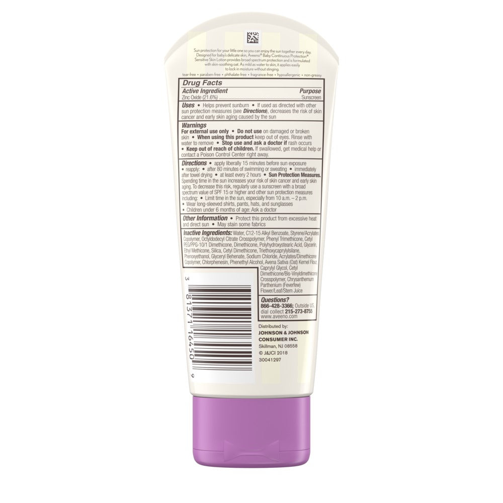 Aveeno Baby Continuous Protection Sensitive Skin Sunscreen SPF 50