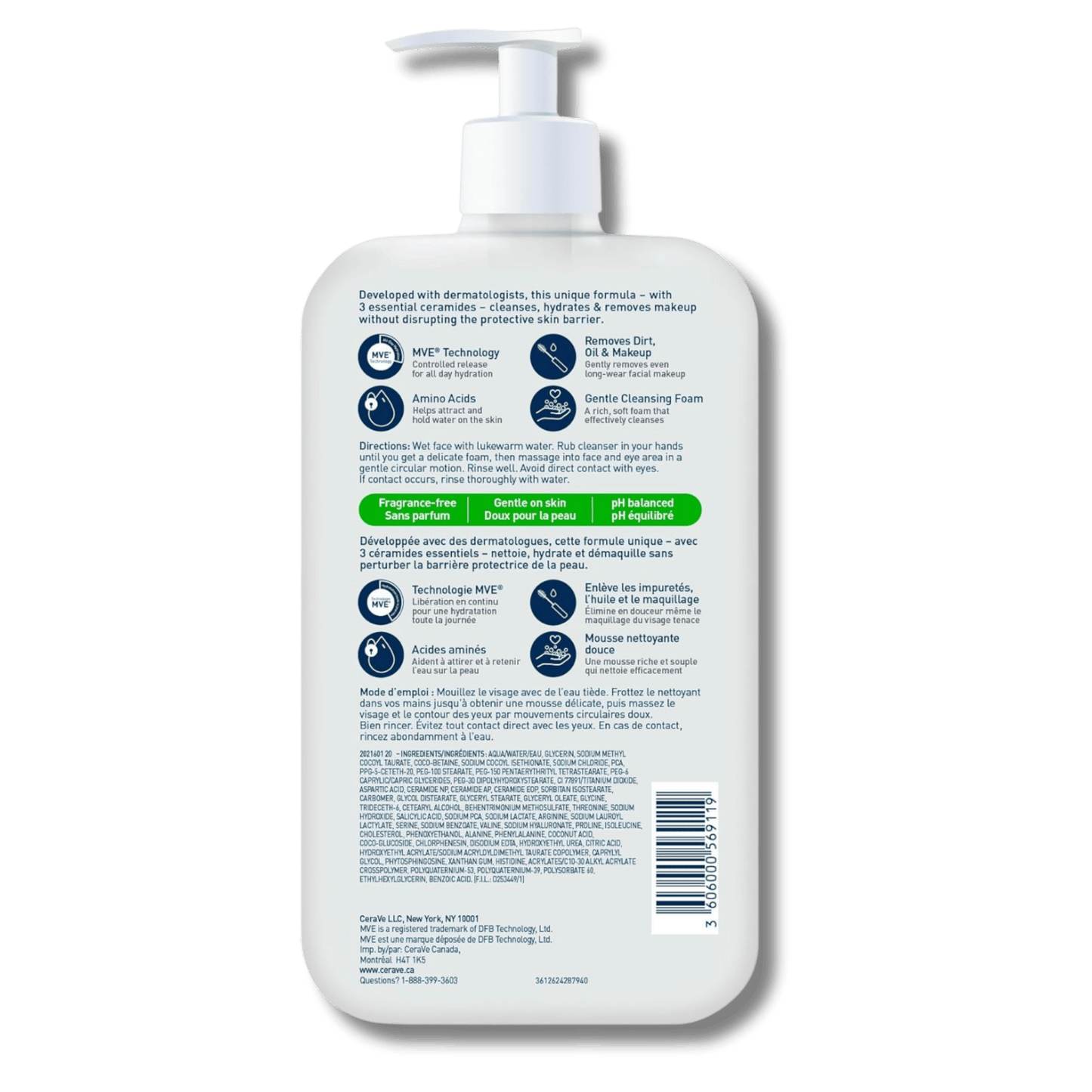 CeraVe Hydrating Cream-to-Foam Cleanser Canadian Variant