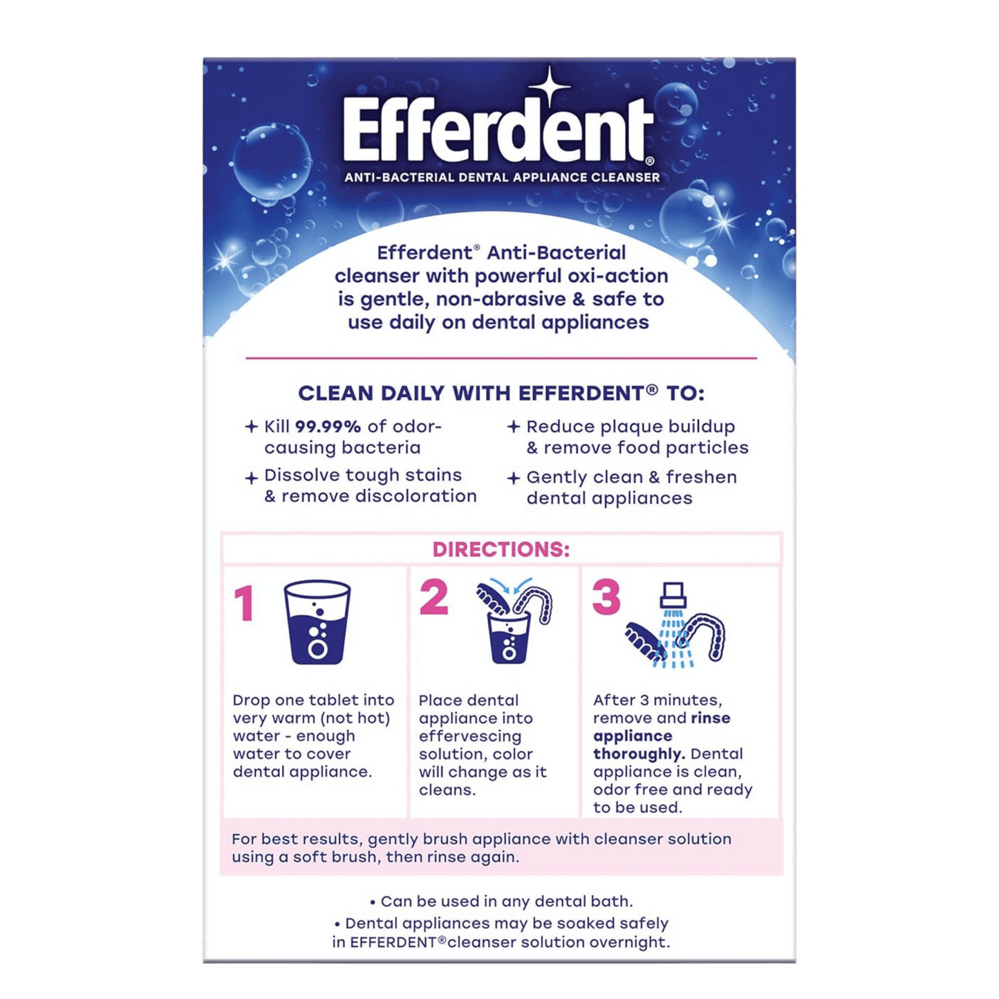Efferdent Complete Clean Anti-Bacterial Dental Appliance Cleanser (126 Tablets)