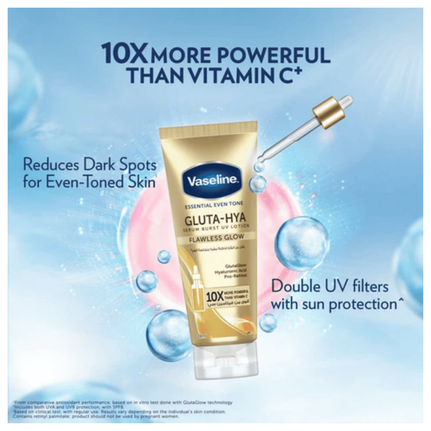 Vaseline Essential Even Tone Flawless Glow Gluta-Hya Serum Burst Lotion