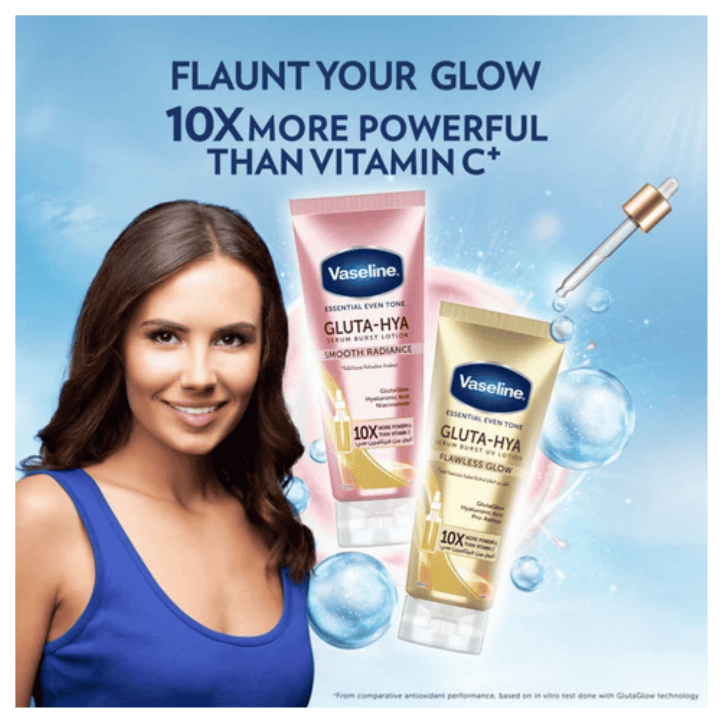Vaseline Essential Even Tone Flawless Glow Gluta-Hya Serum Burst Lotion