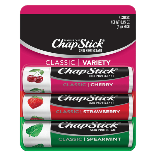 ChapStick Classic Cherry, Spearmint and Strawberry Lip Balm 3 Pack (4g Each)
