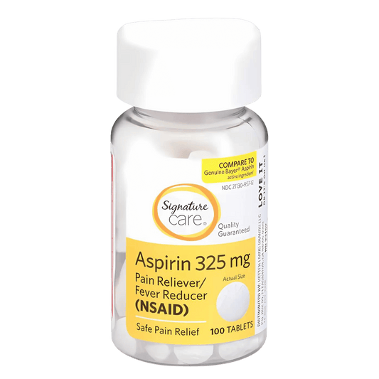 Signature Care Aspirin Pain Reliever/Fever Reducer 100 Tablets (325mg)