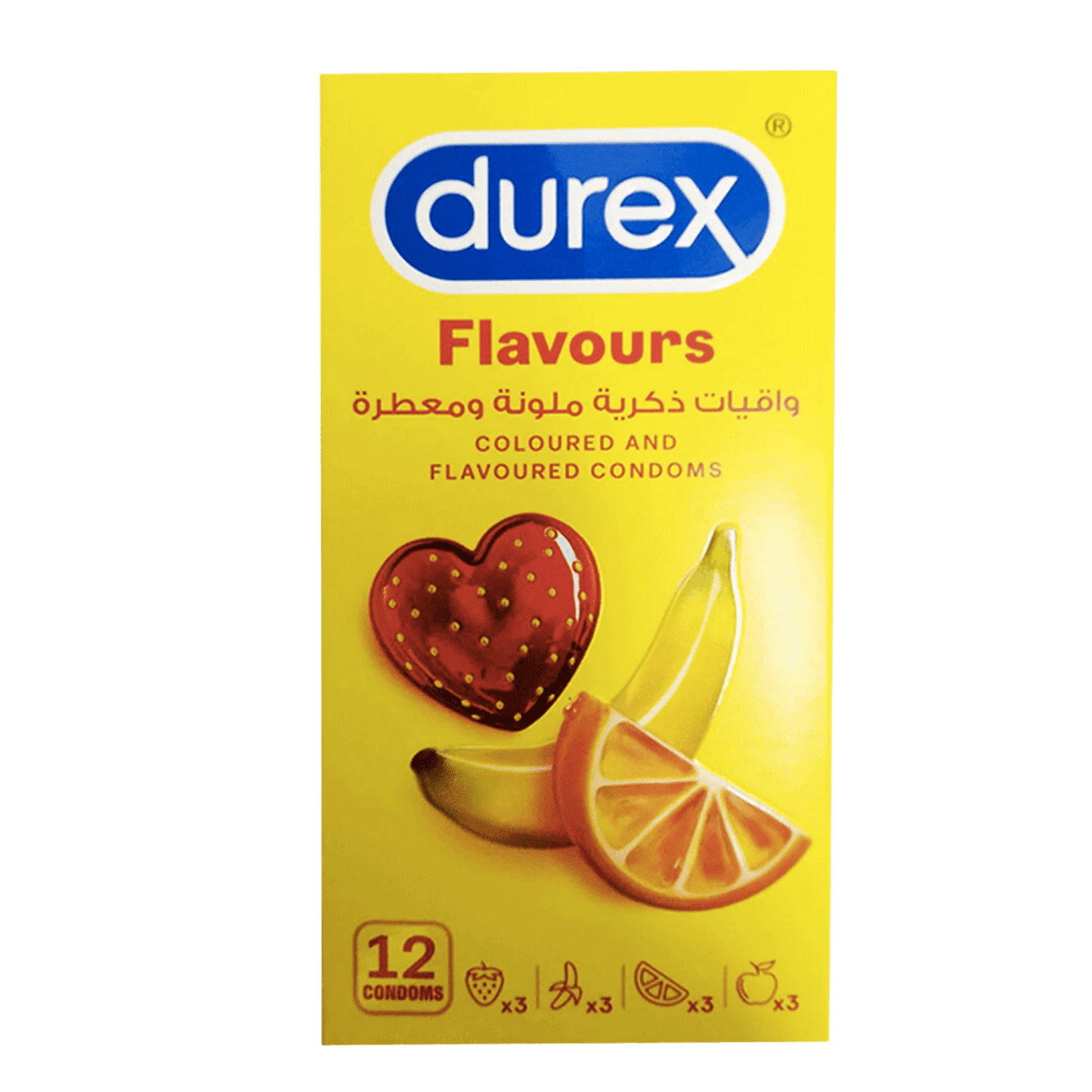 Durex flavours - coloured & flavoured condoms (Pack of 12 condoms)